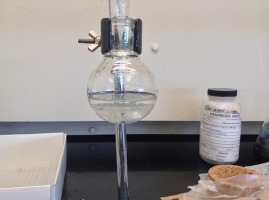 The crude reaction mixture of the Barbier allylation of benzaldehyde.